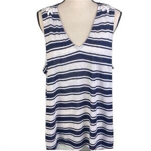 MICHAEL MICHAEL KORS navy and white tank top with rope detail. Size XL. EUC